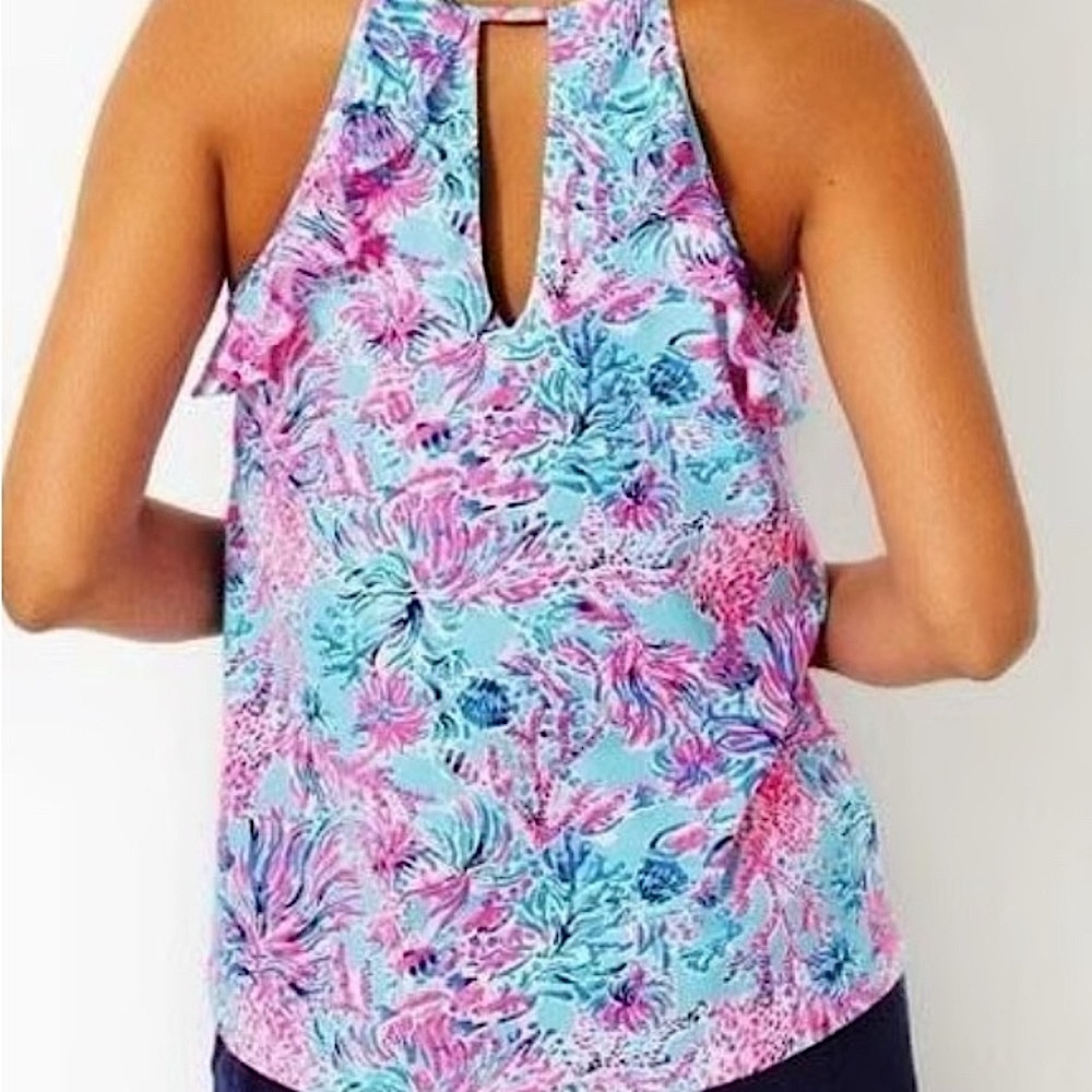 Lilly Pulitzer Billie Tank Top In Celestial Blue Seek and Sea - Picture 2 of 6